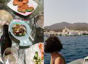 Izq.: cocina tradicional catalana. Der.: La ciudad de Cadaqués, a orillas del Mediterráneo.