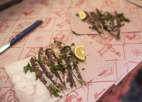 Sardinas preparadas en La Pescheria de Catania.