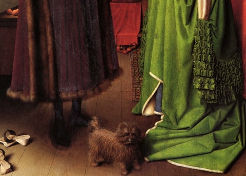 Detalle de "El matrimonio Arnolfini" (1434), Jan van Eyck.